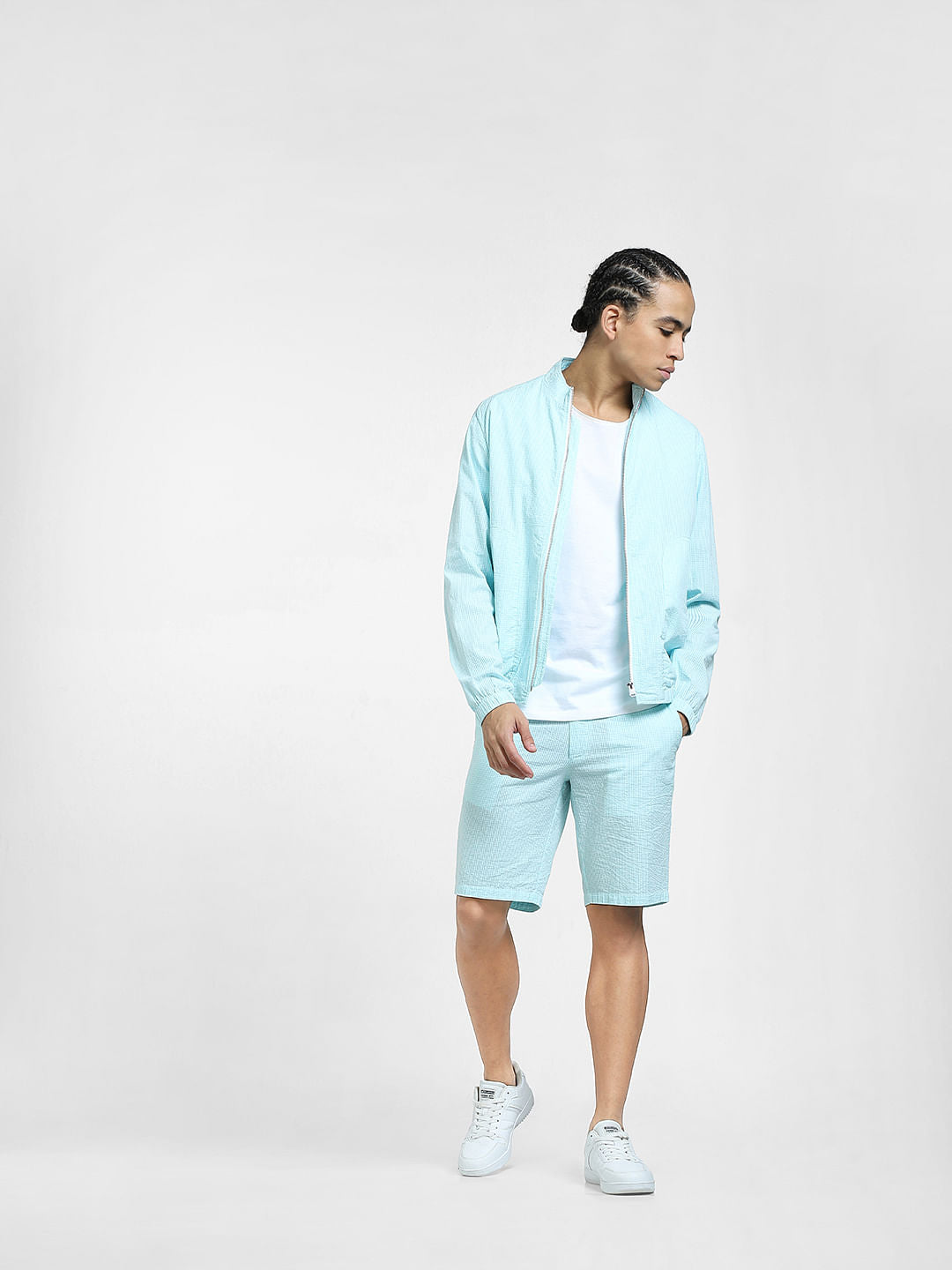 Turquoise Printed Co-ord Jacket