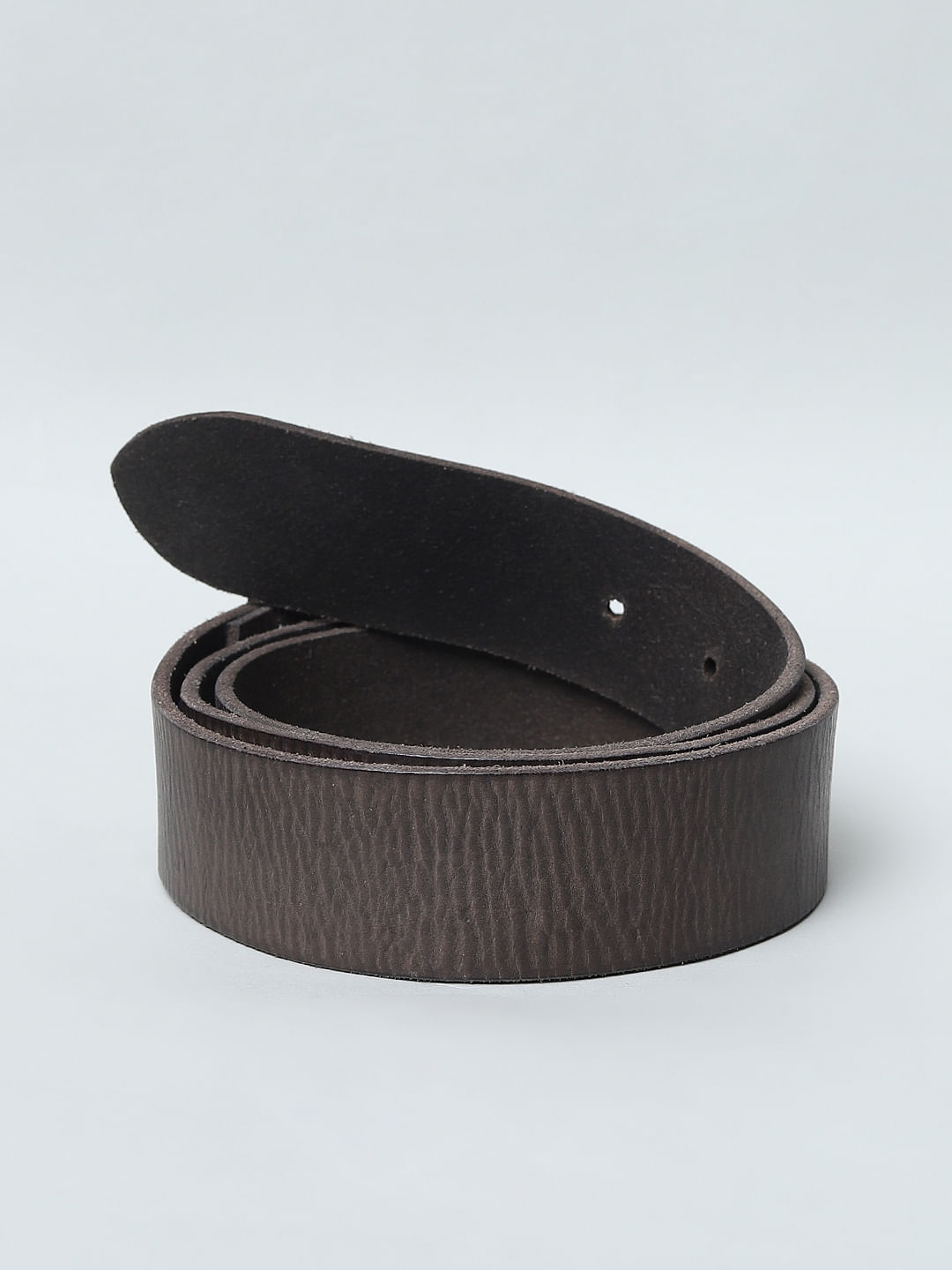 Brown Studded Logo Leather Belt