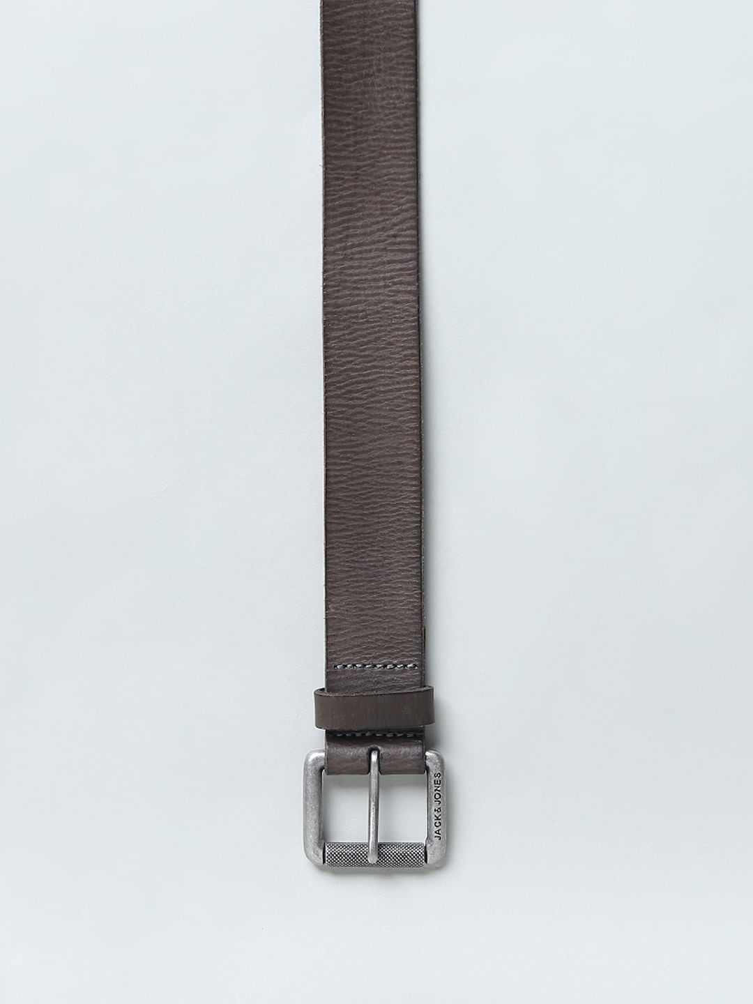 Brown Studded Logo Leather Belt