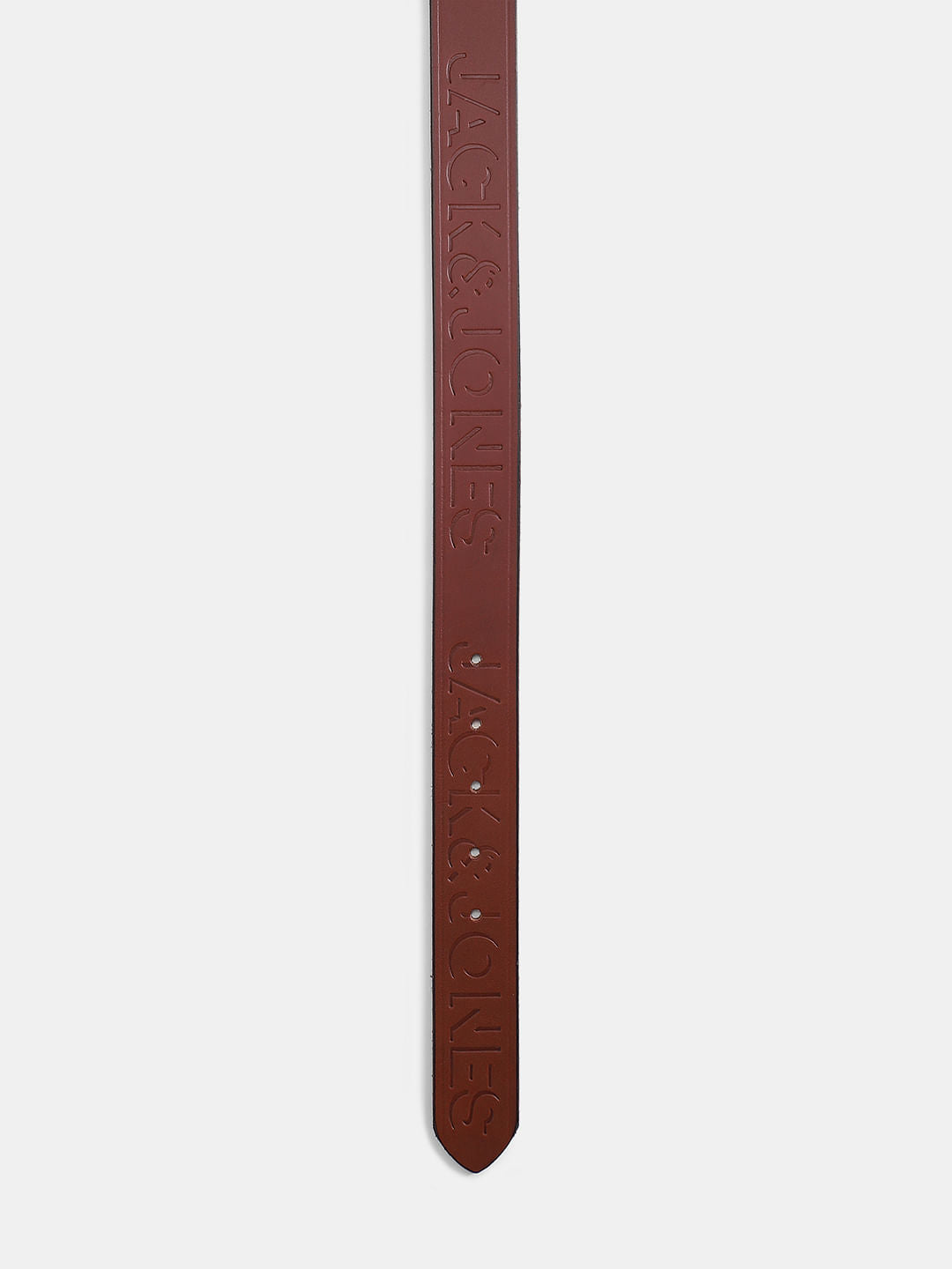 Brown Embossed Logo Leather Belt