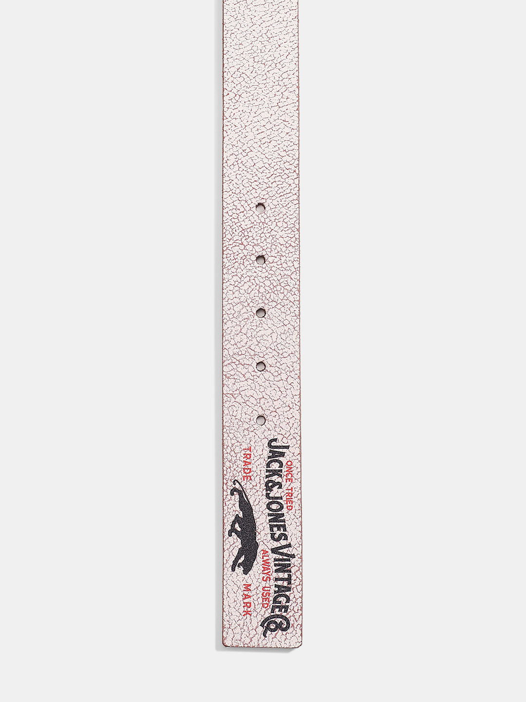 White Abstract Print Leather Belt