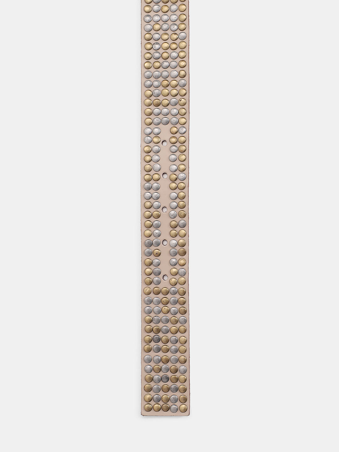 Beige Studded Leather Belt