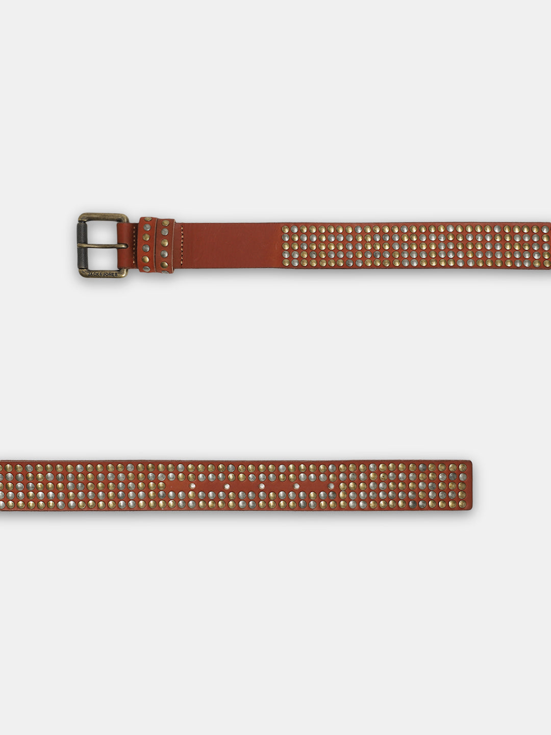 Studded Leather Belt - Brown