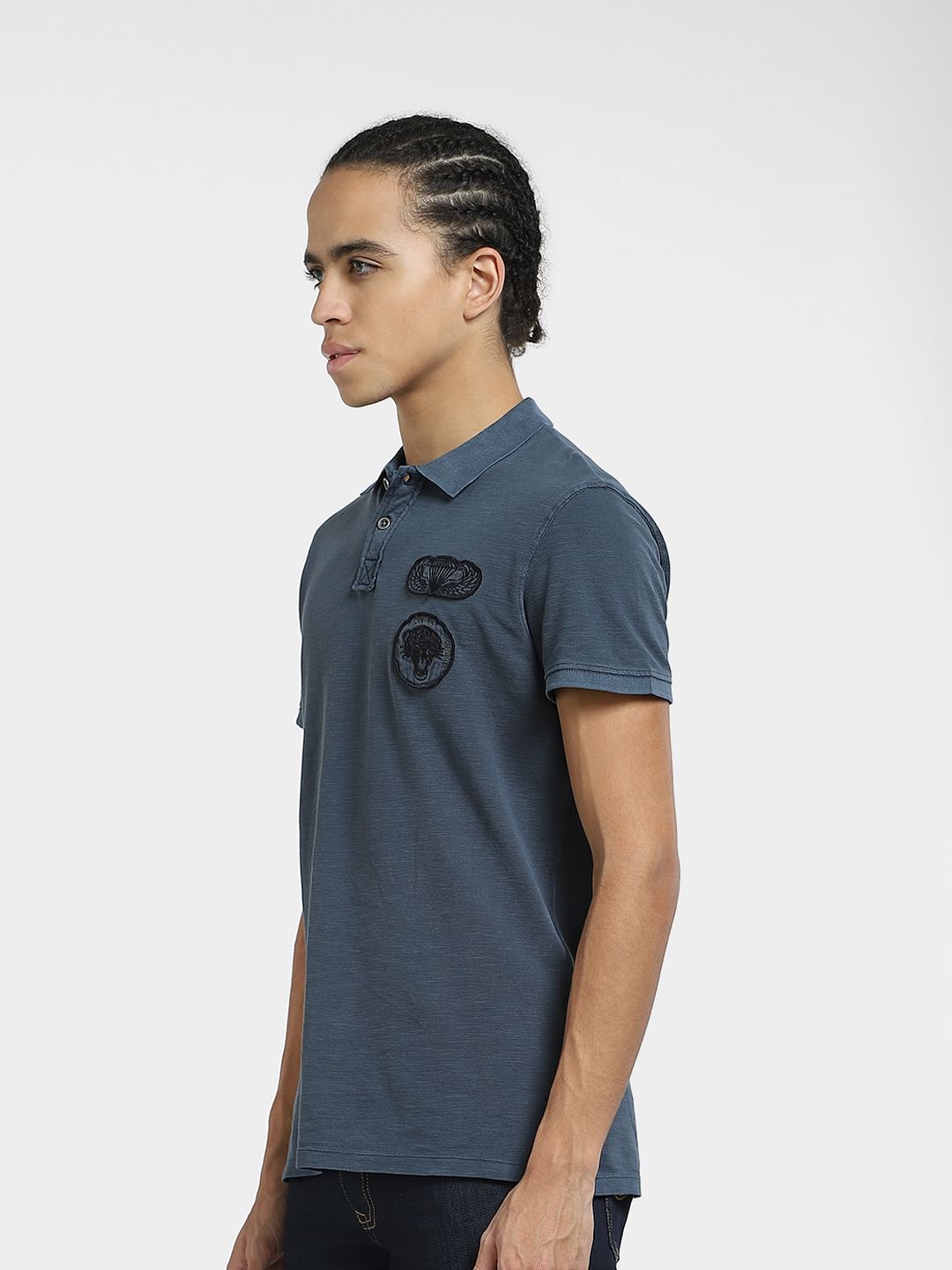 Green Embordered Patch Polo T-shirt