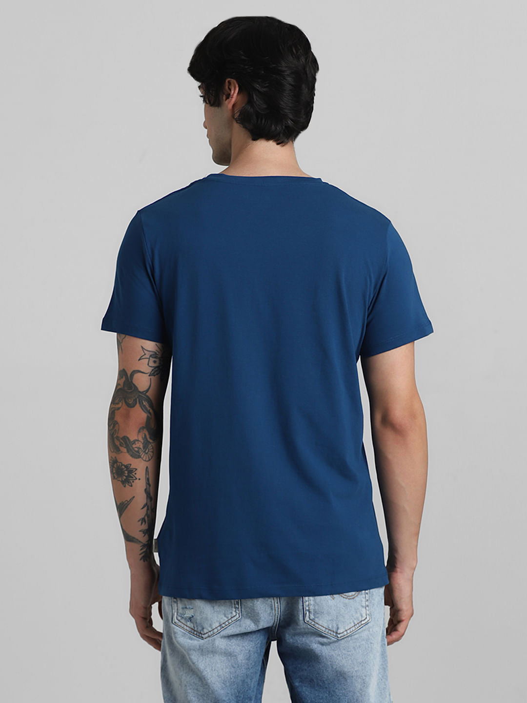 JACK&JONES X KUTCH BLUE EMBROIDERED SLIM FIT T-SHIRT