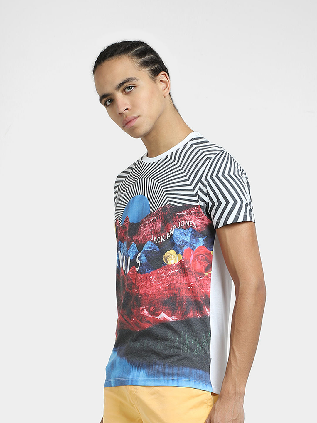 White Graphic Print Crew Neck T-shirt