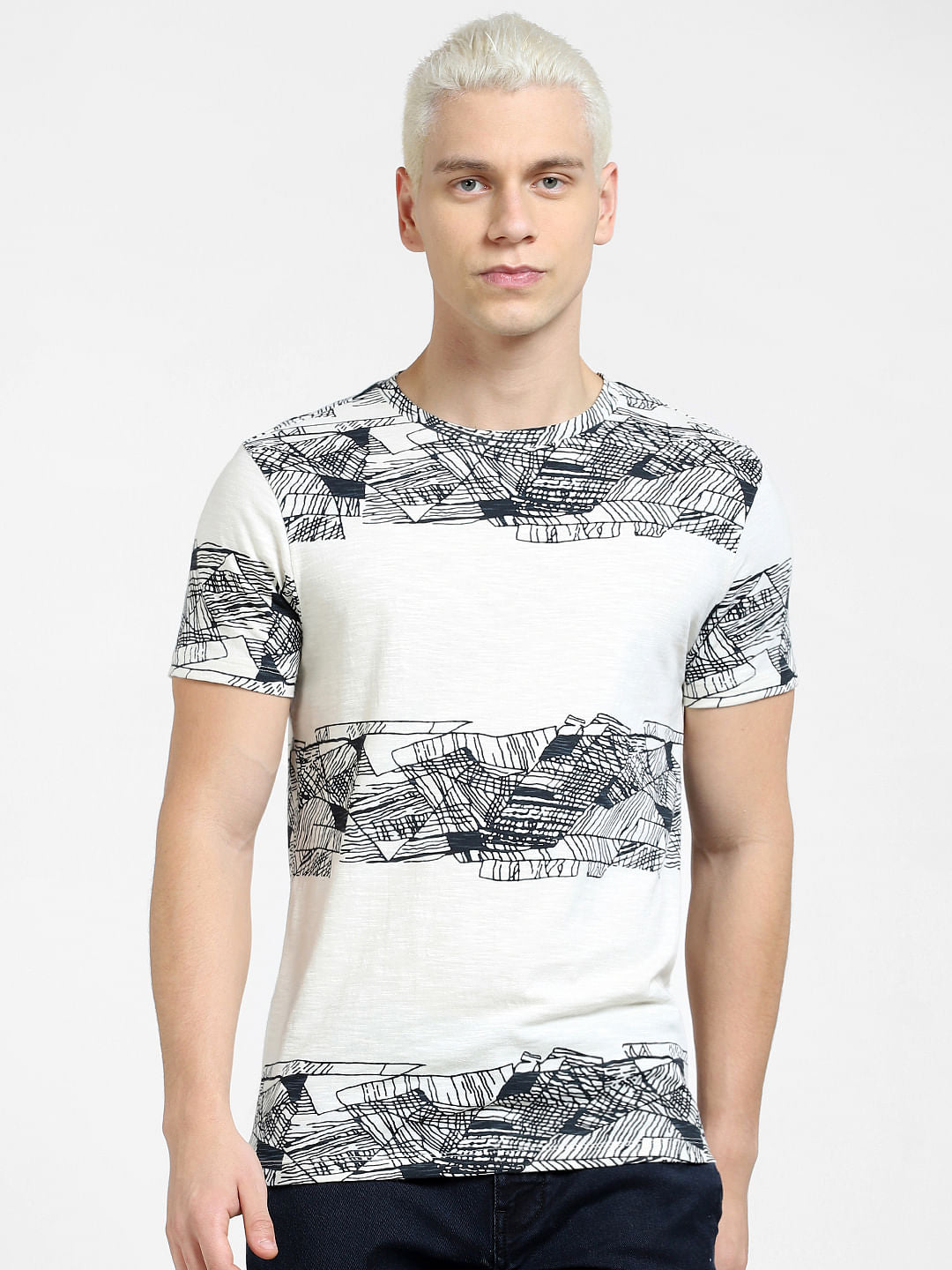 White Printed Crew Neck T-shirt