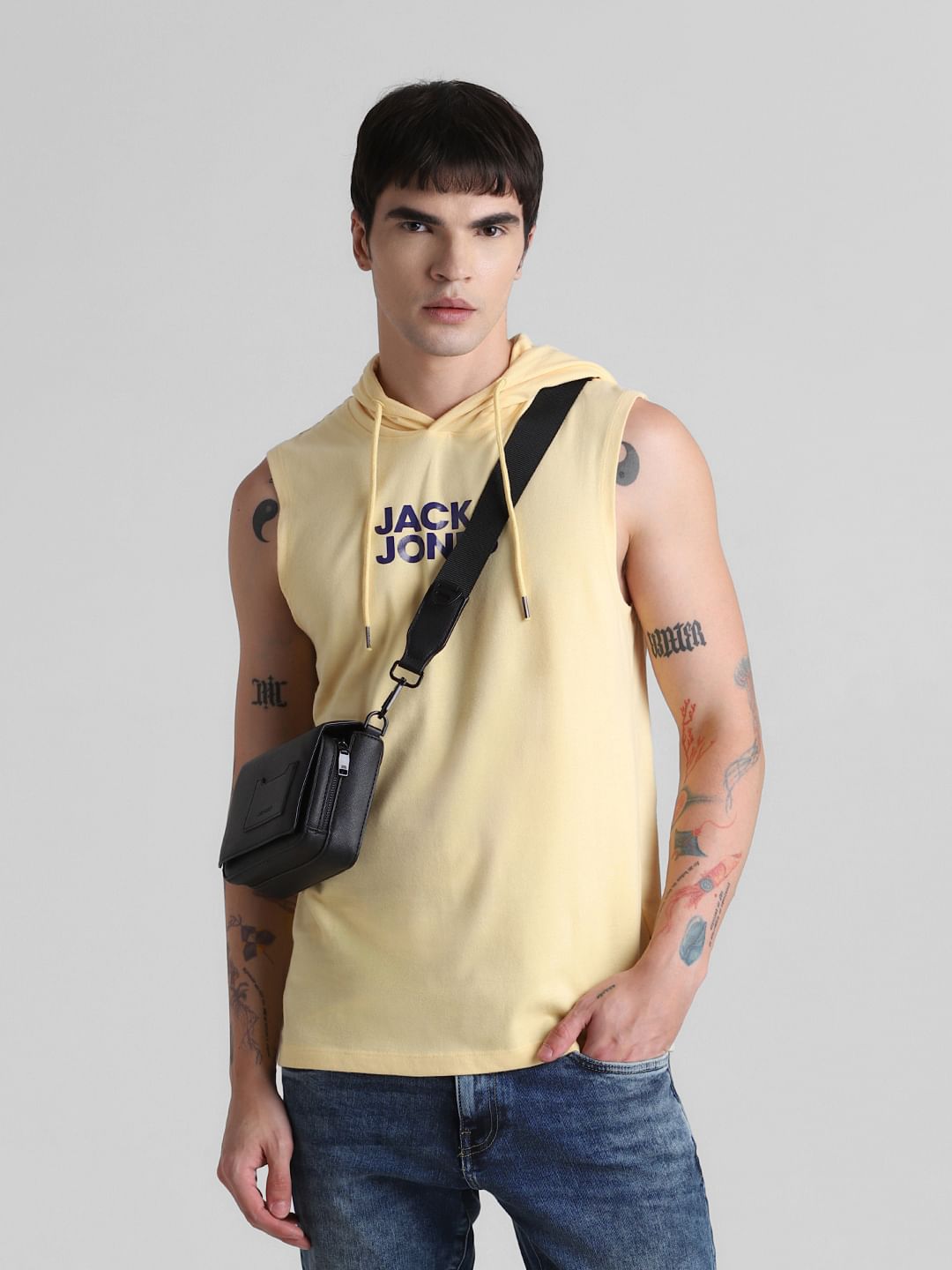 Beige Logo Print Hooded Vest