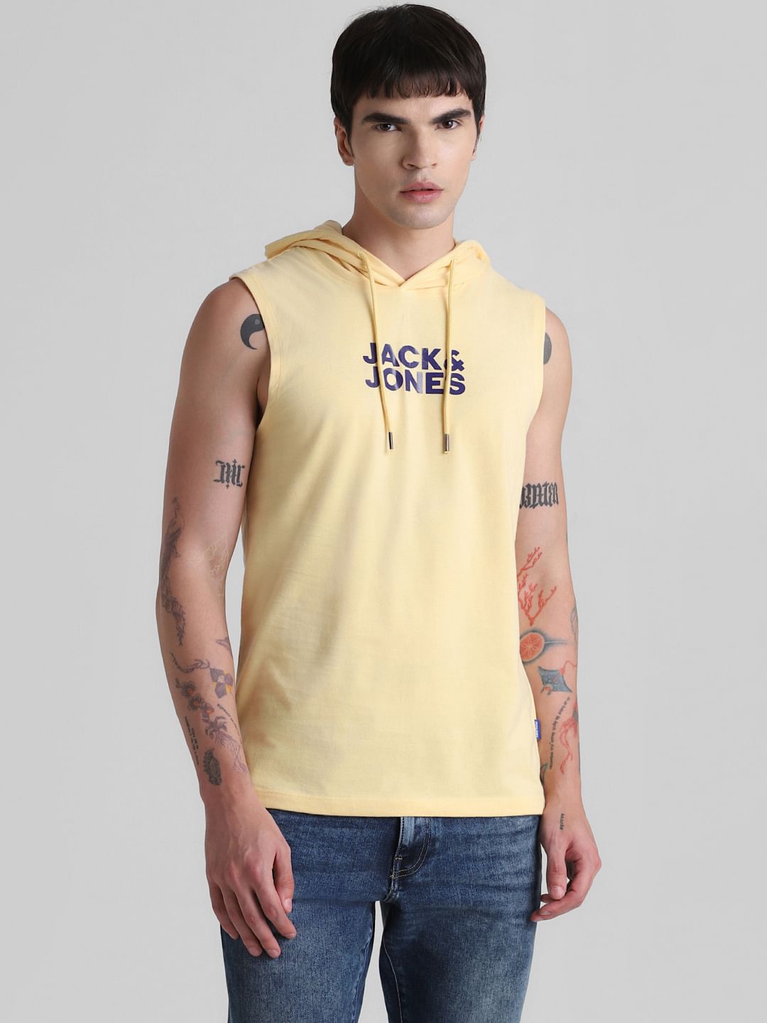 Beige Logo Print Hooded Vest