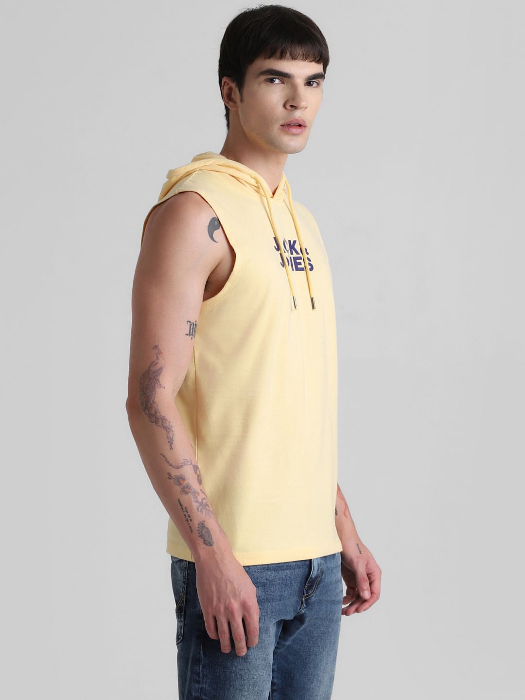 Beige Logo Print Hooded Vest