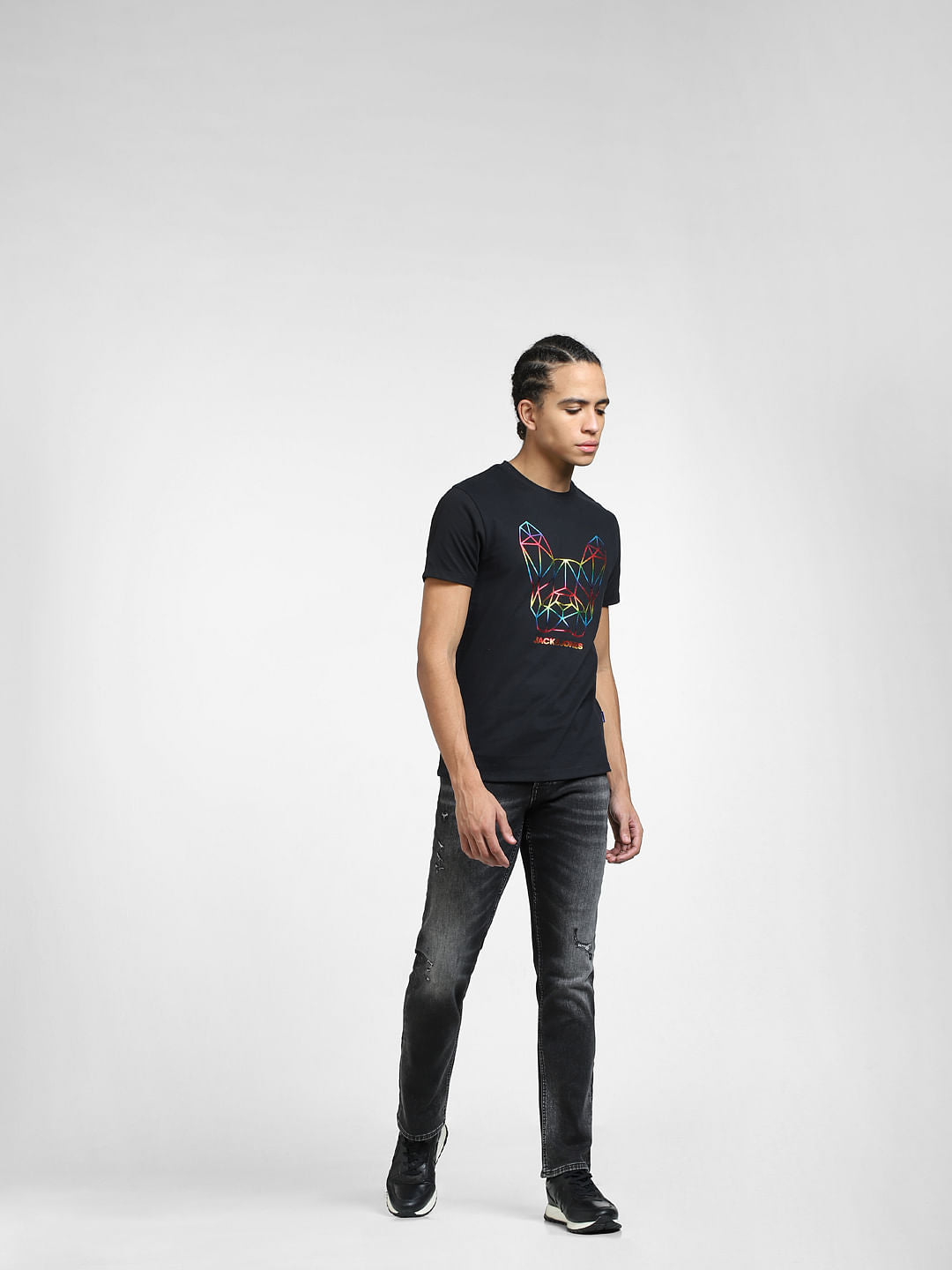 METAVERSE BLACK GRAPHIC PRINT T-SHIRT