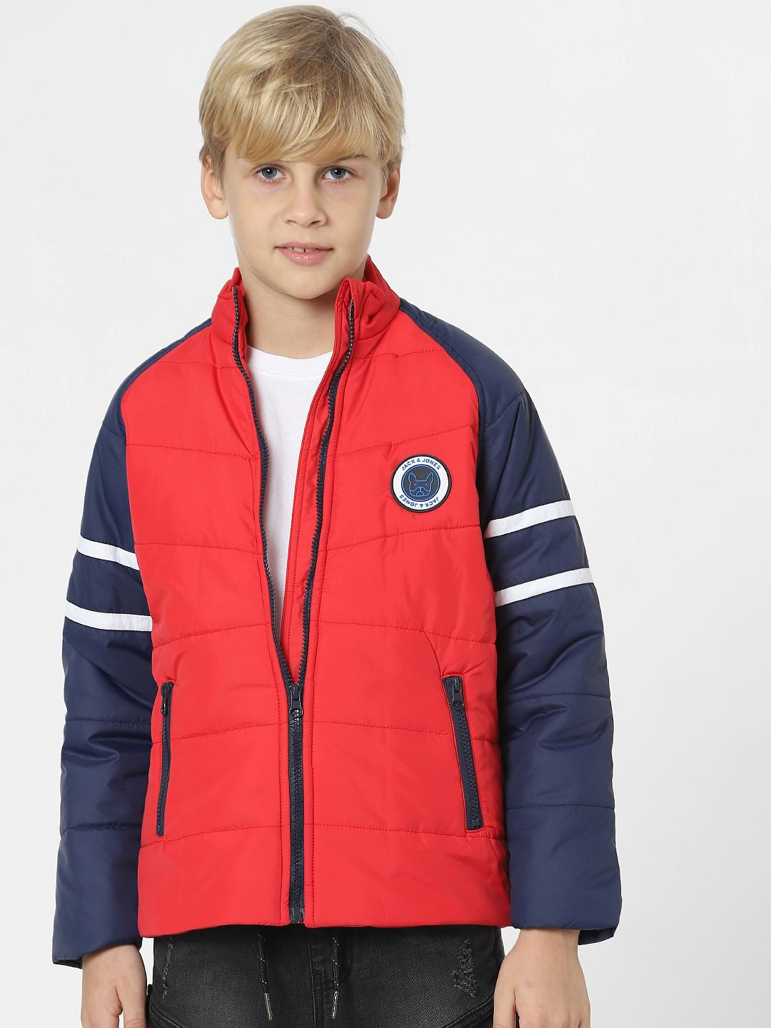 Boys Red Colourblocked Jacket