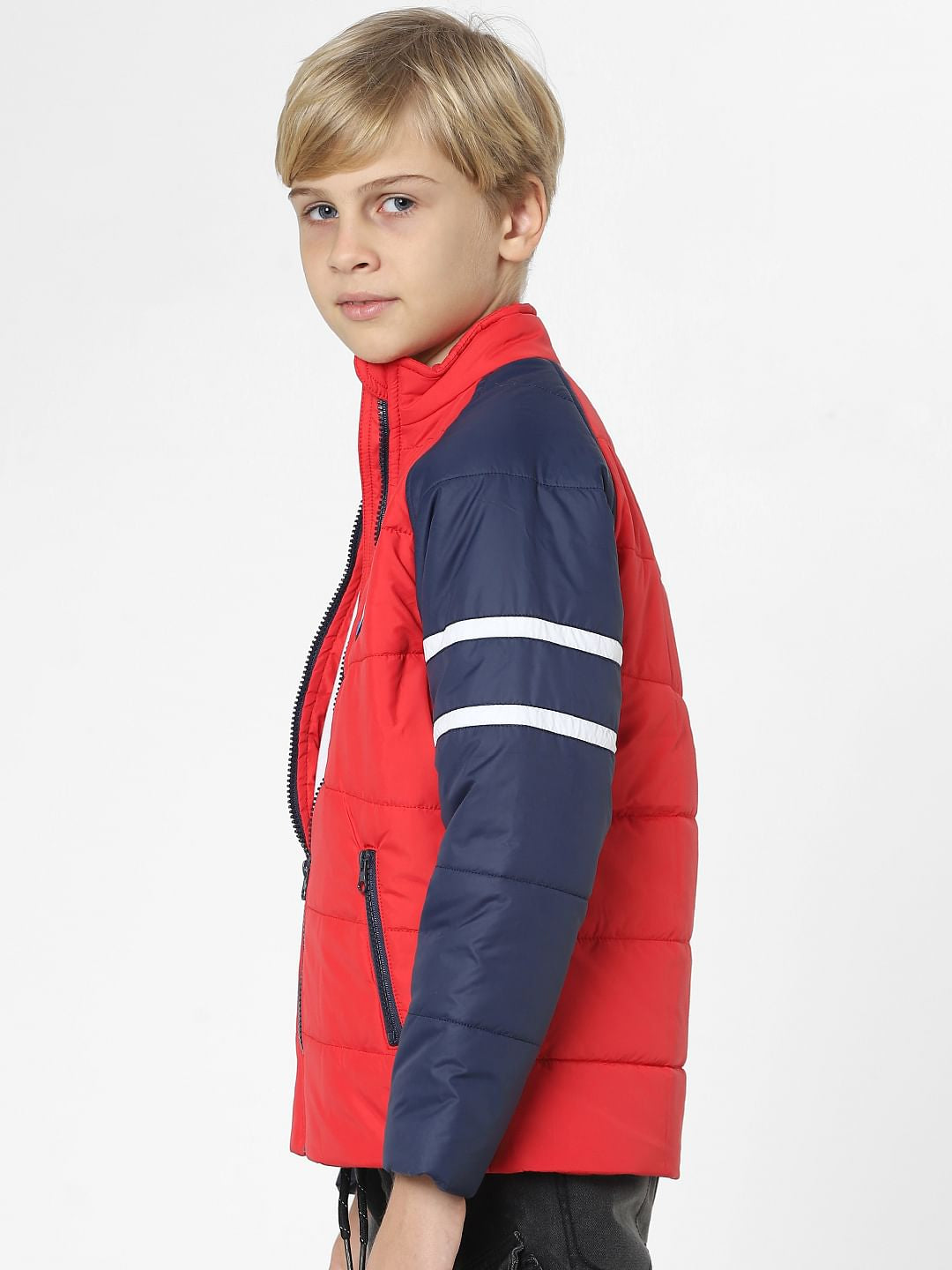 Boys Red Colourblocked Jacket