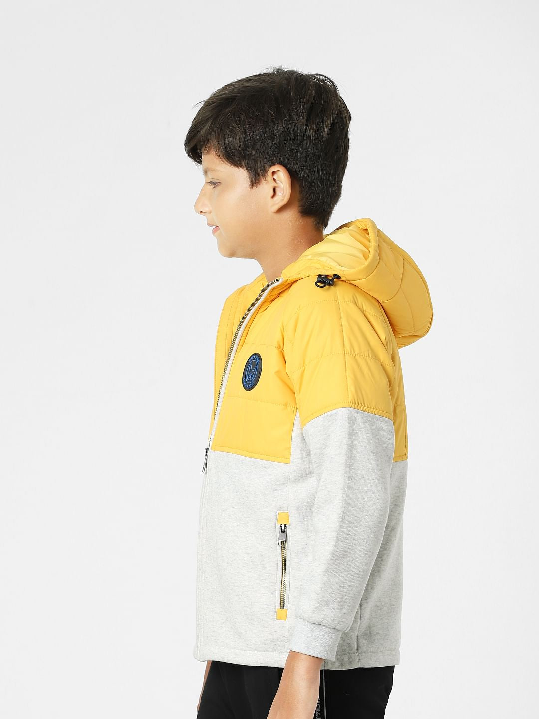 Yellow Colourblocked Hooded Jacket