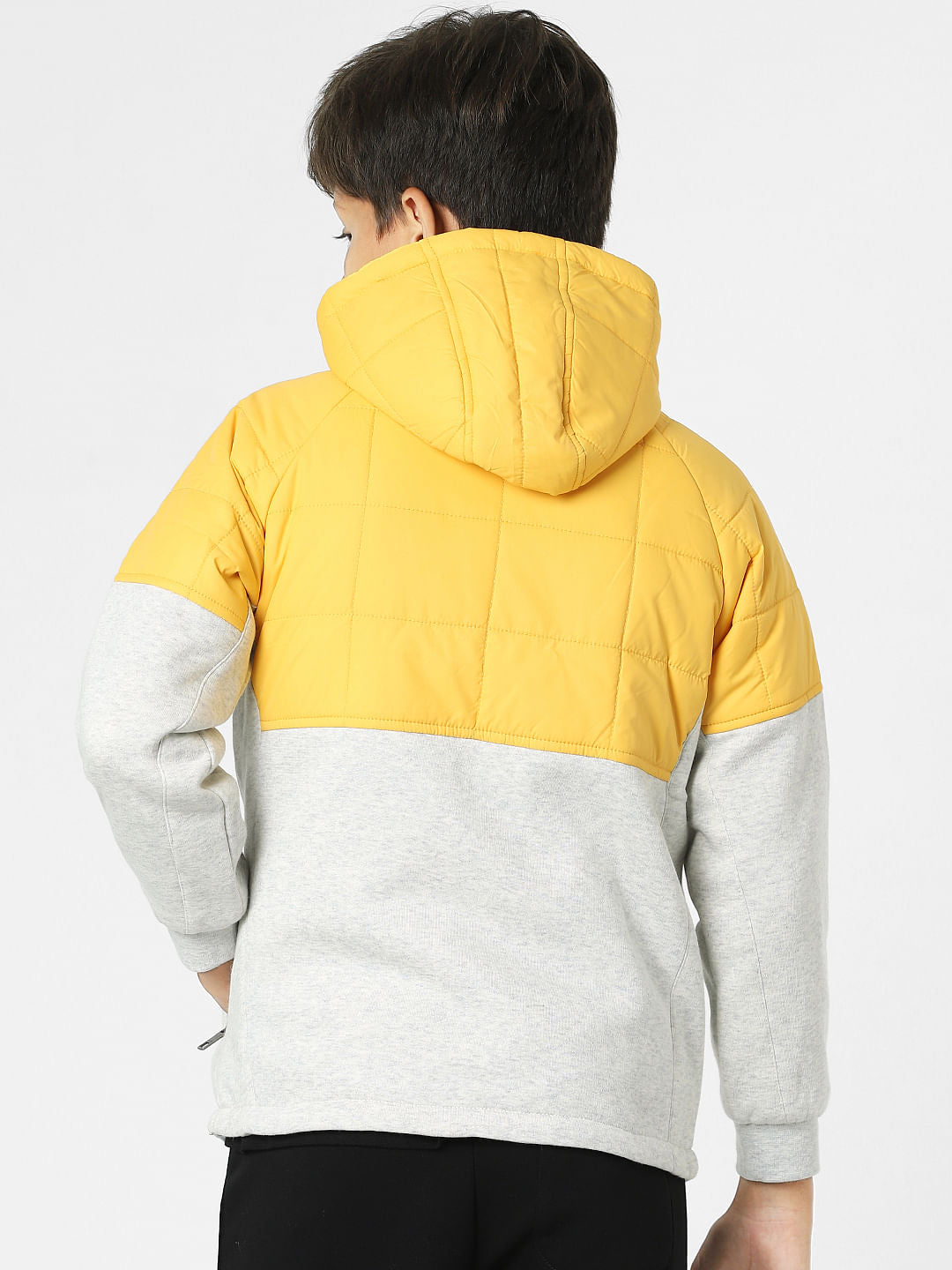 Yellow Colourblocked Hooded Jacket