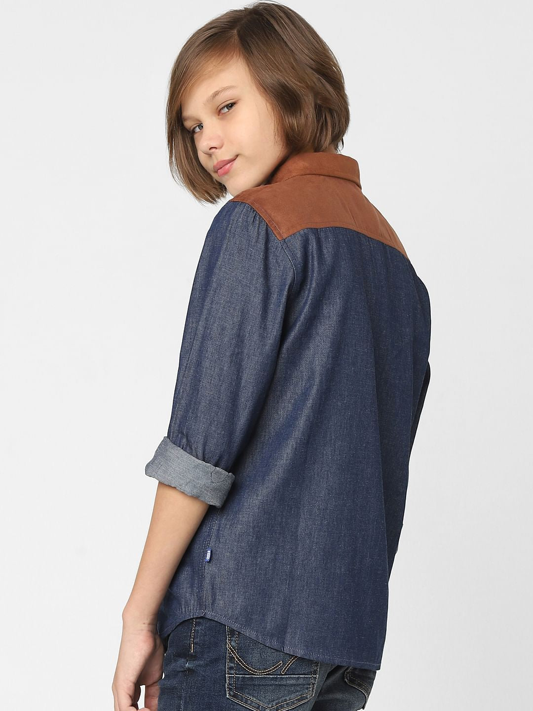 Boys Blue Colourblocked Full Sleeves Shirt