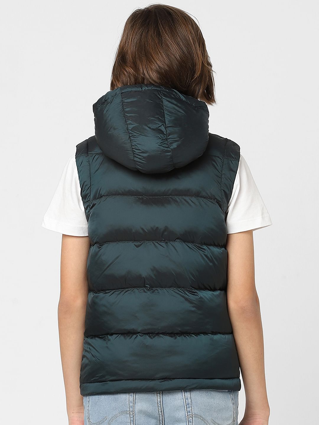 Boys Dark Green Hooded Puffer Jacket