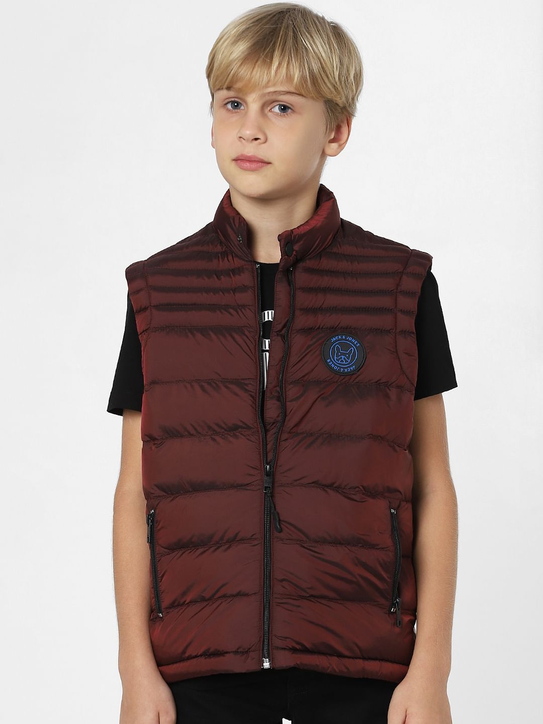 Boys Dark Red Puffer Jacket