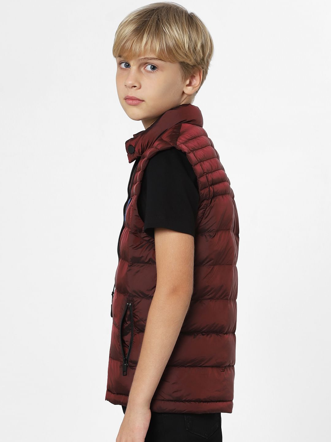 Boys Dark Red Puffer Jacket