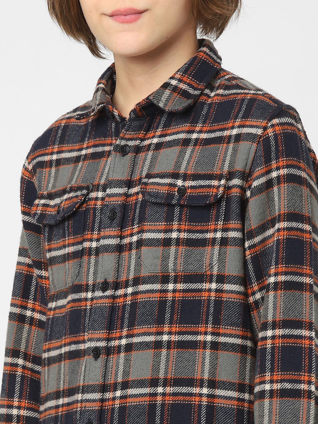 Boys Brown Check Full Sleeves Shirt