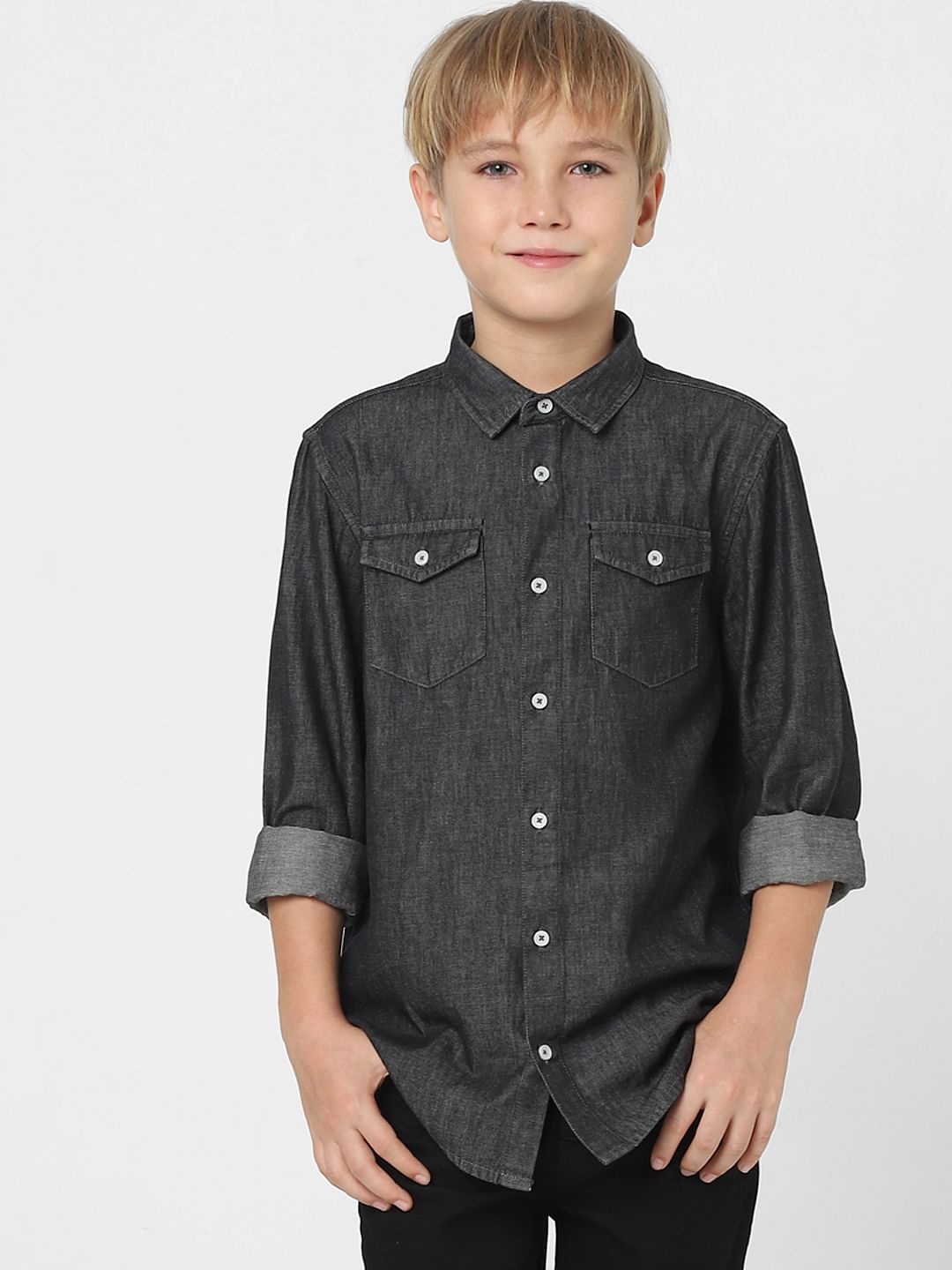 BOYS Black Denim Full Sleeves Shirt