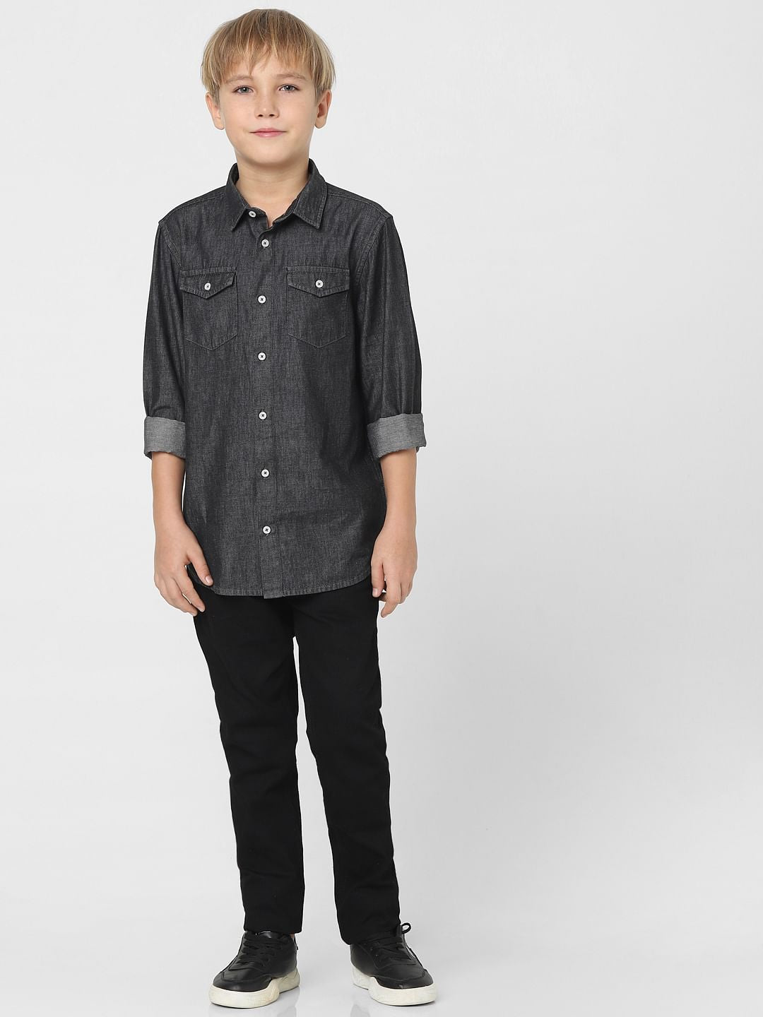 BOYS Black Denim Full Sleeves Shirt