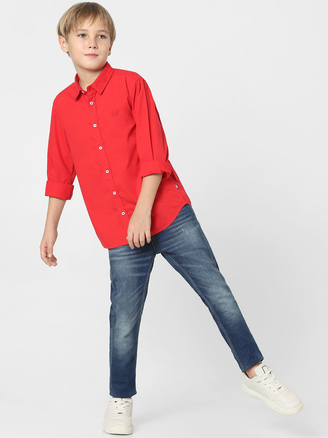 Boys Red Full Sleeves Shirt