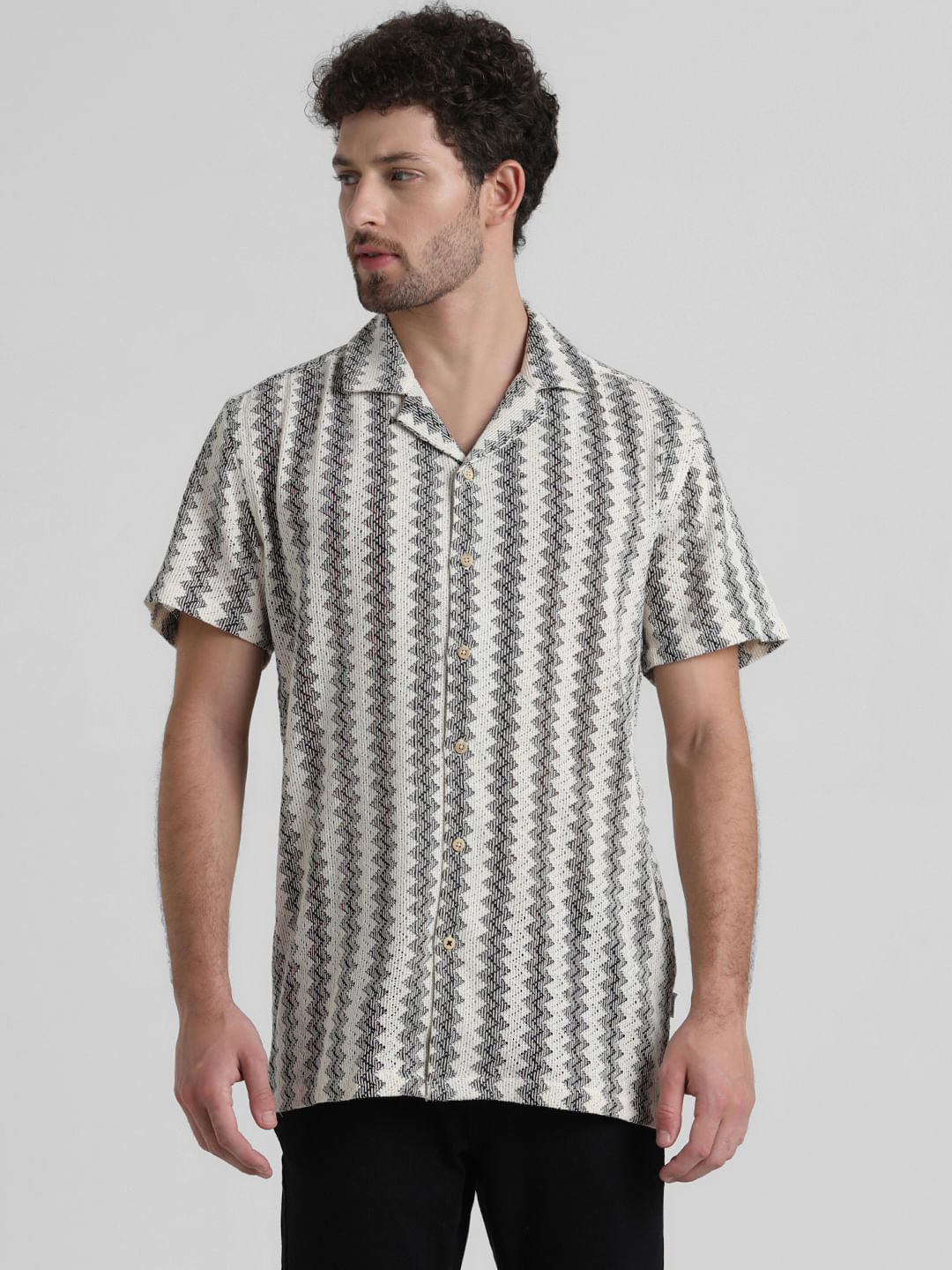 Black Yarn Dyed Striped Shirt