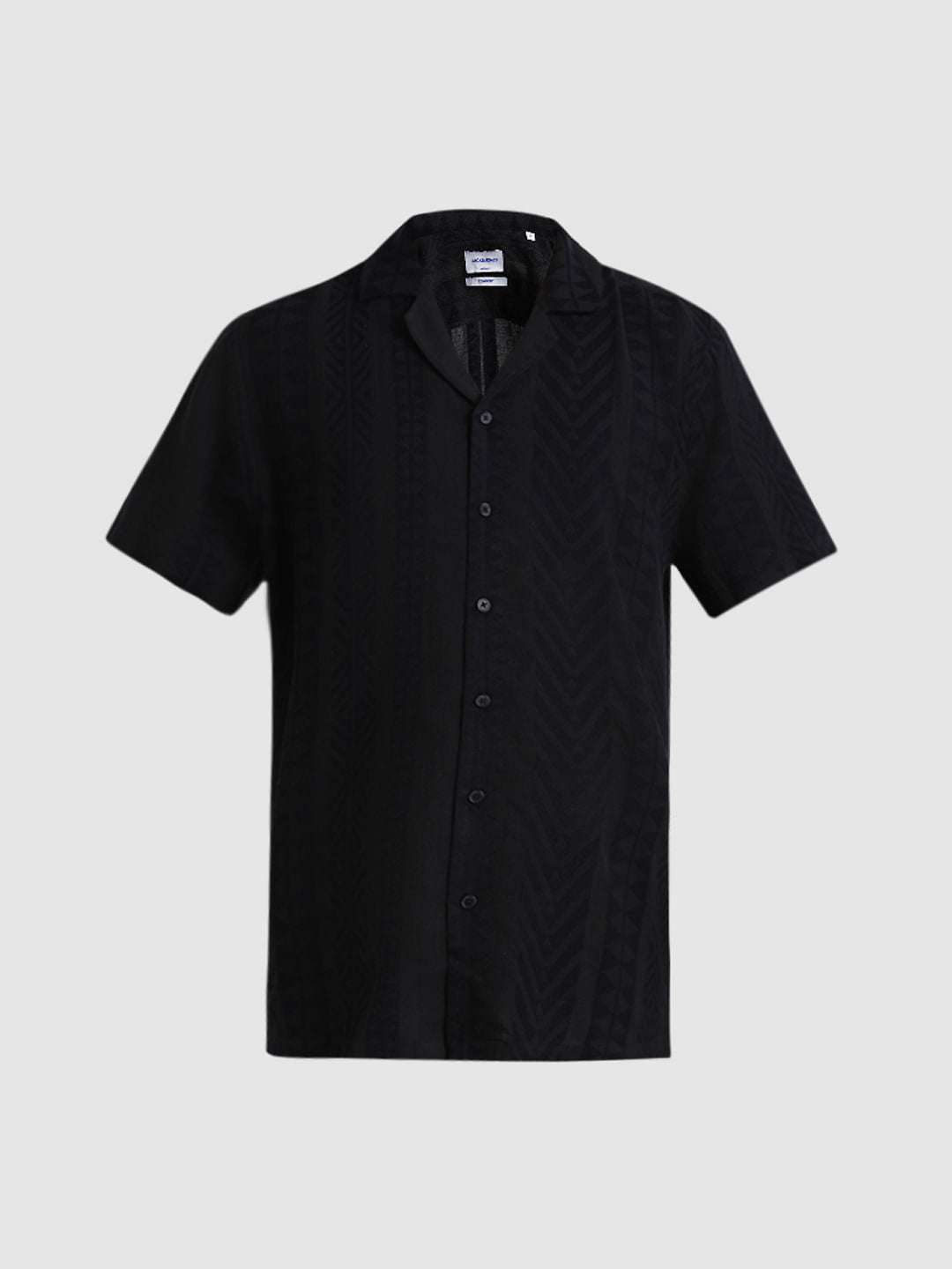 Black Printed Short Sleeves Shirt