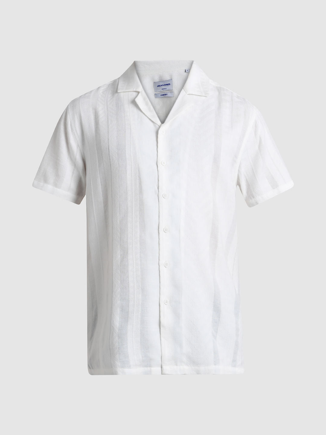 White Printed Short Sleeves Shirt