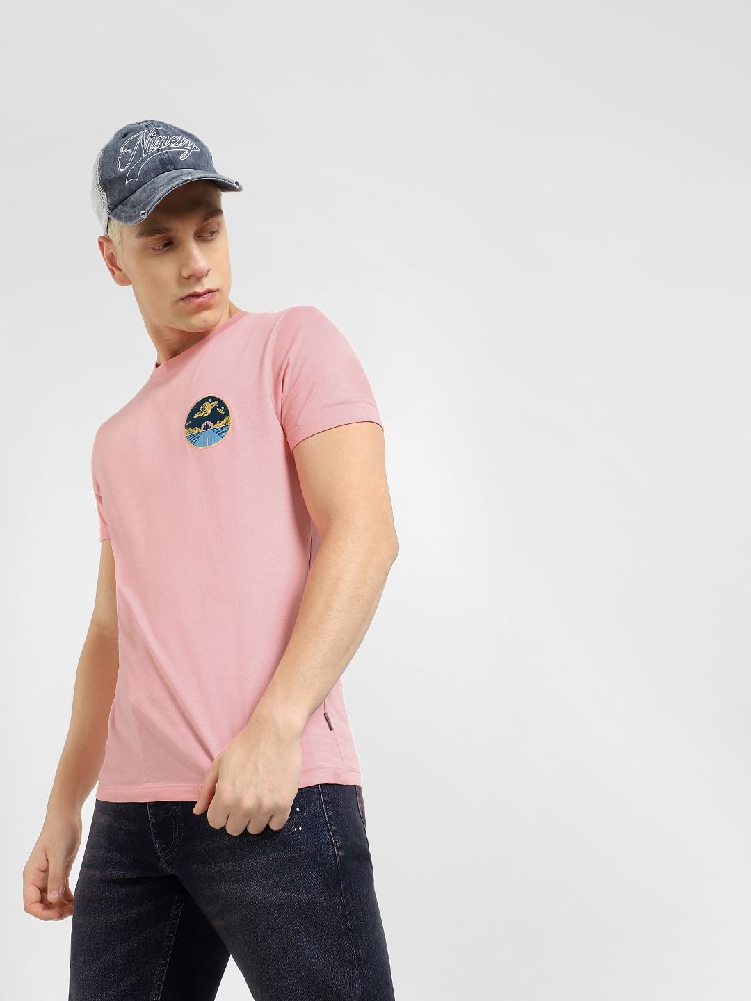 Pink Graphic Print Crew Neck T-shirt