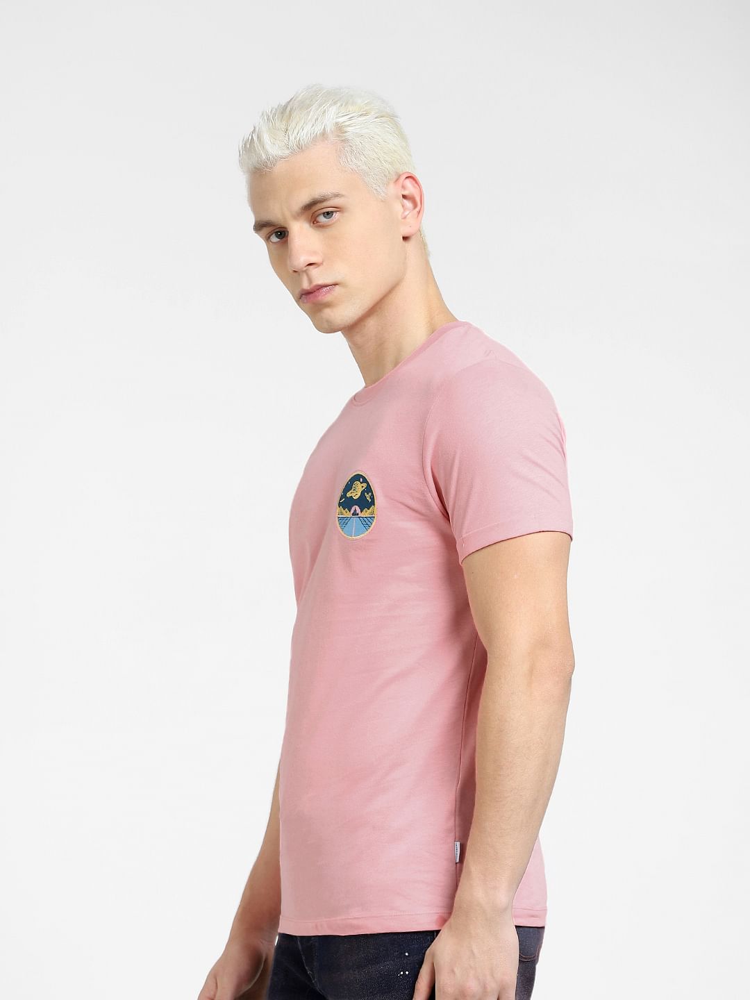 Pink Graphic Print Crew Neck T-shirt