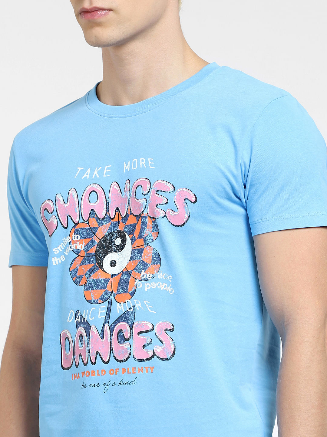 Blue Graphic Print Crew Neck T-shirt