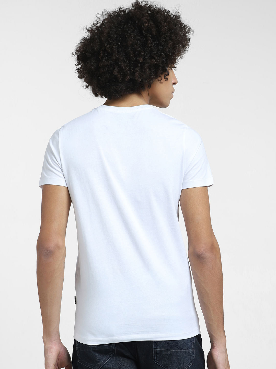 White Typographic Print Crew Neck T-shirt