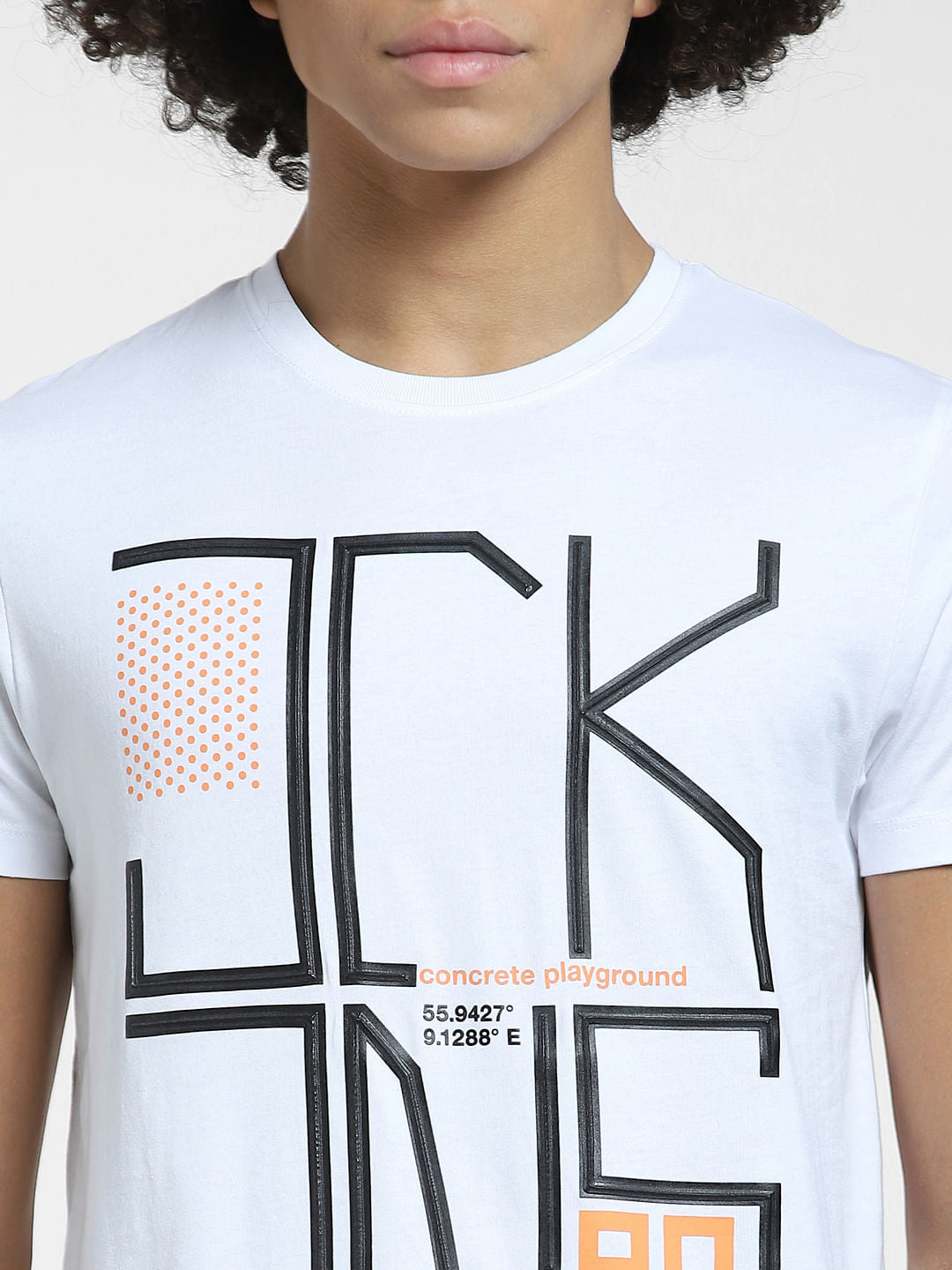 White Typographic Print Crew Neck T-shirt