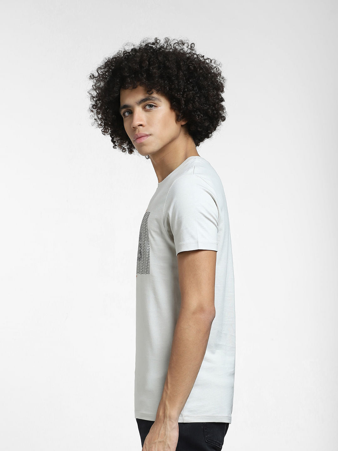 Grey Typographic Print Crew Neck T-shirt