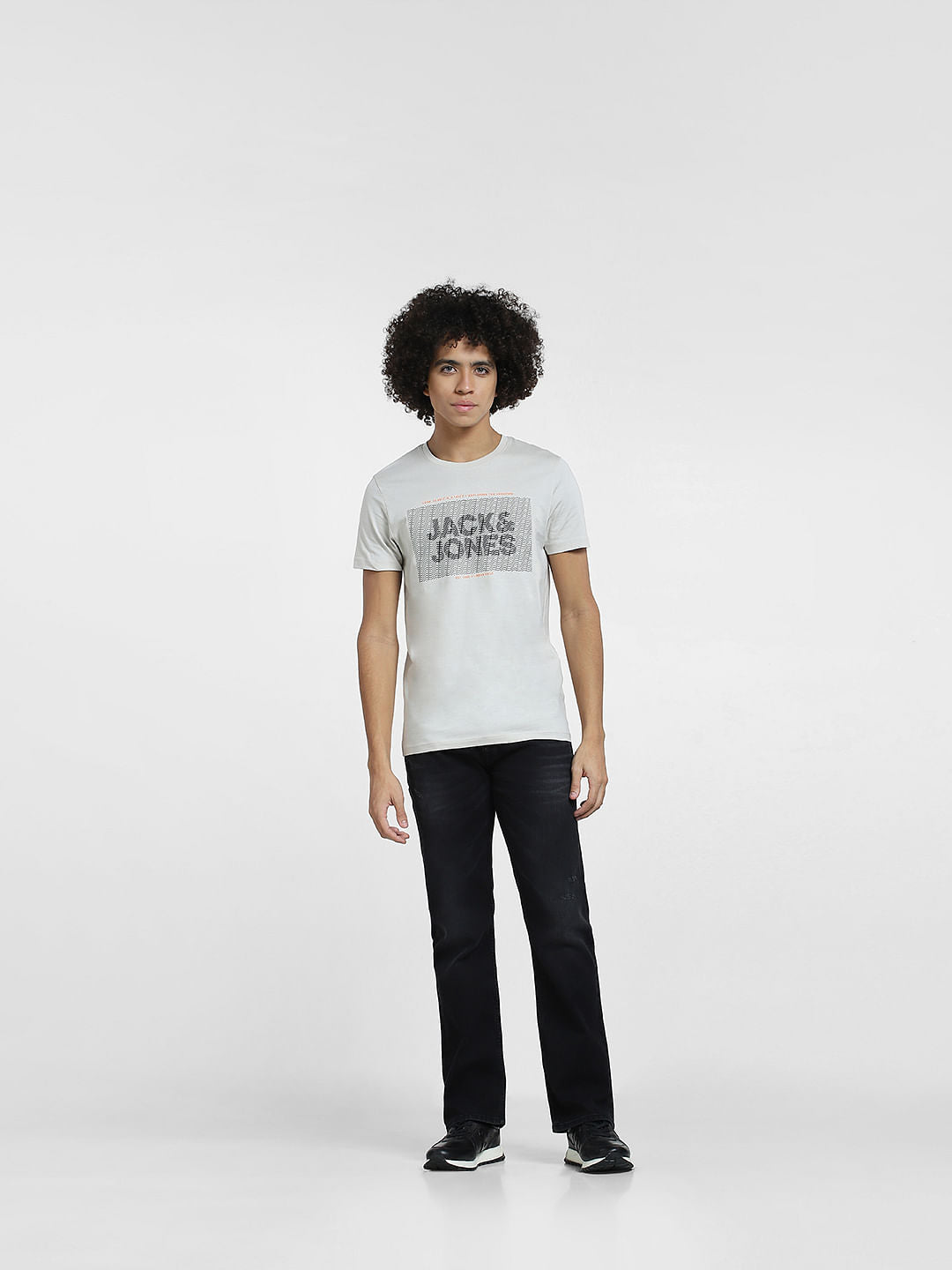 Grey Typographic Print Crew Neck T-shirt