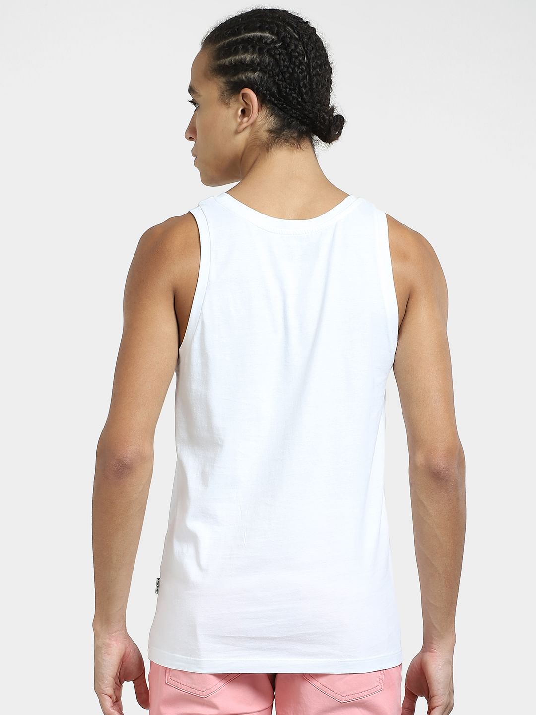 White Printed Cotton Vest