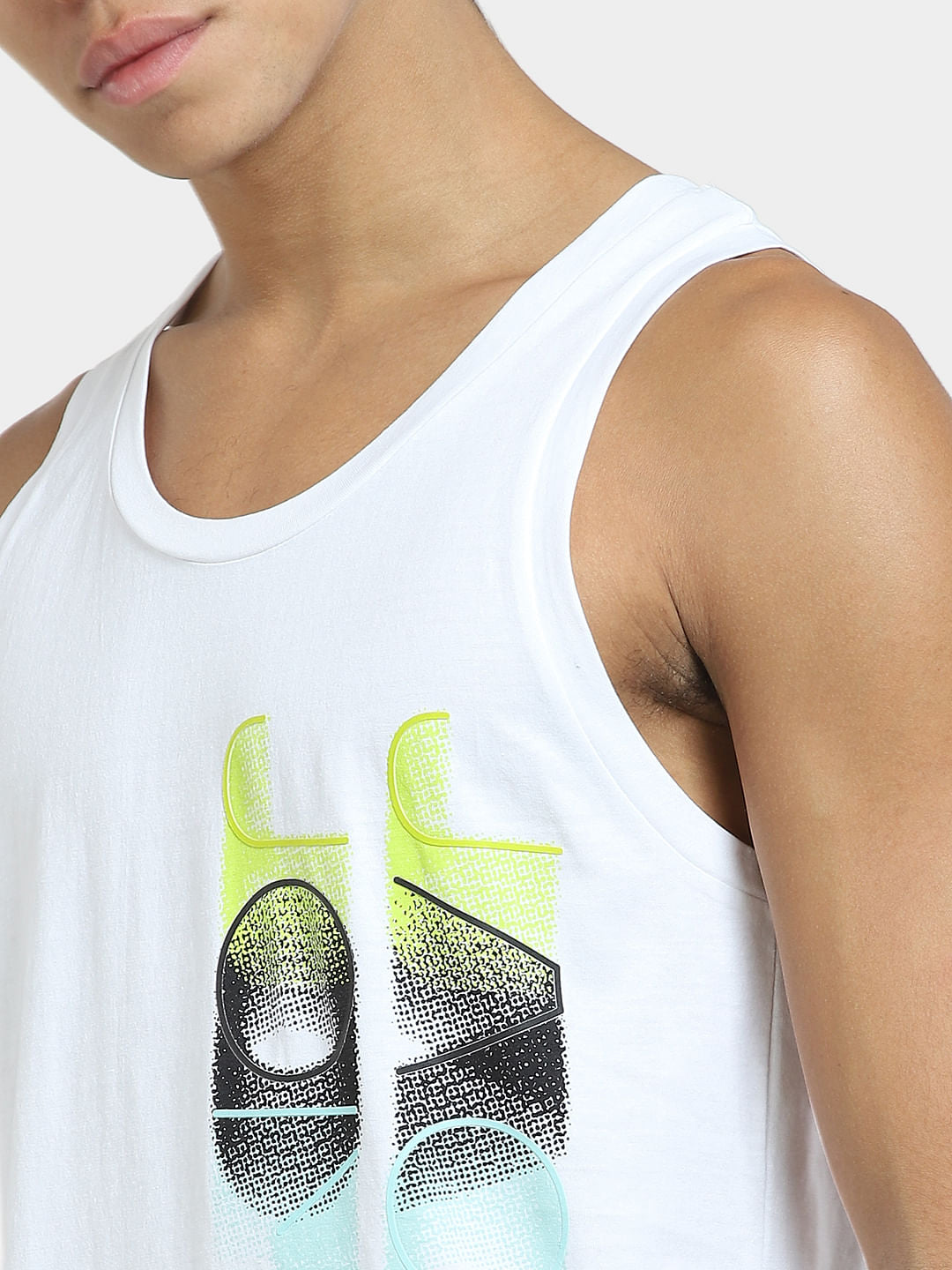 White Printed Cotton Vest