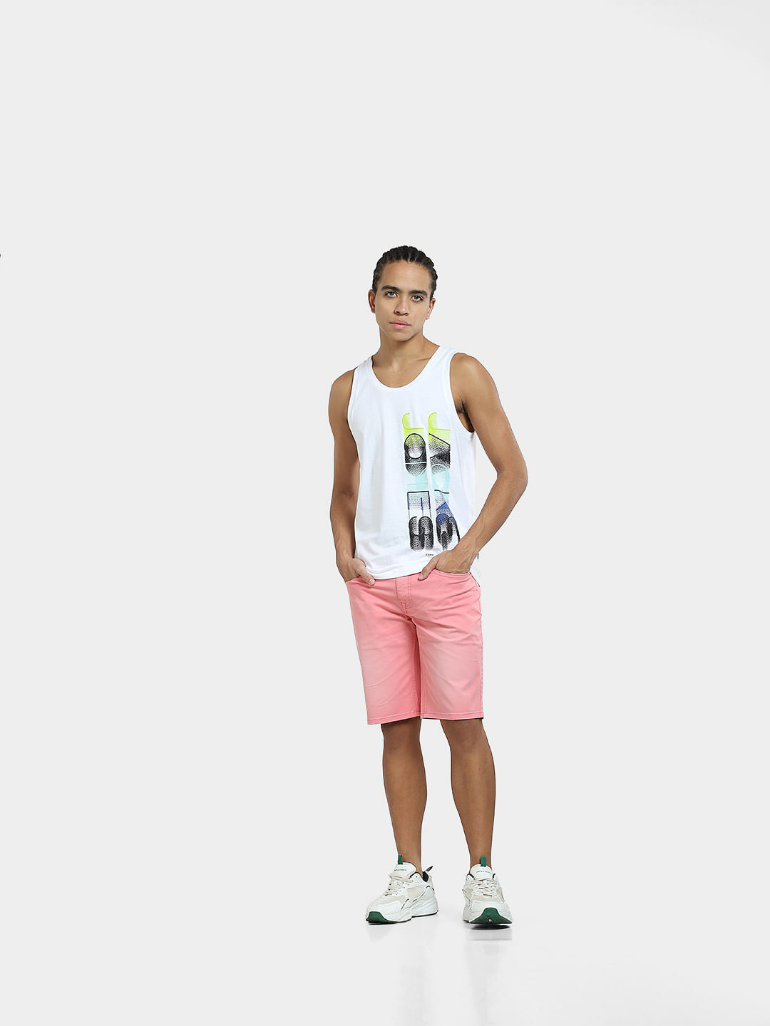 White Printed Cotton Vest