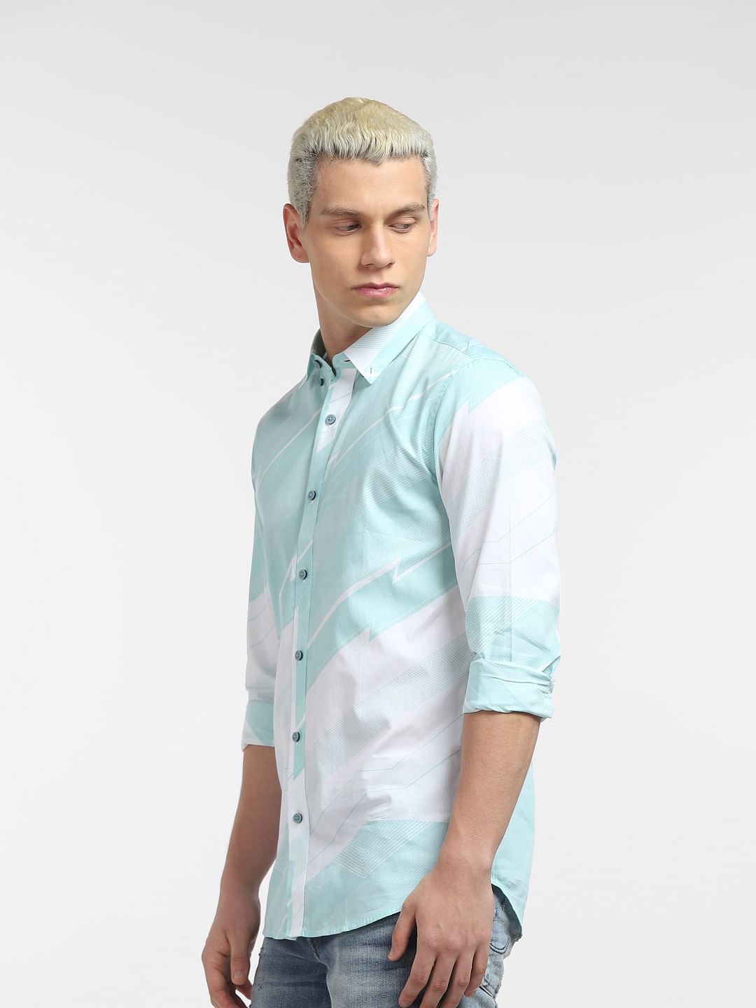 Aqua Printed Full Sleeves Shirt
