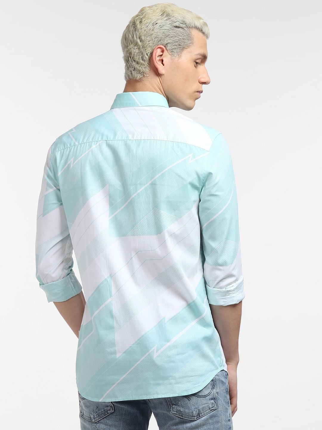 Aqua Printed Full Sleeves Shirt