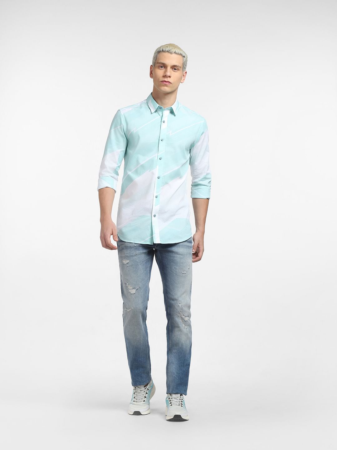 Aqua Printed Full Sleeves Shirt