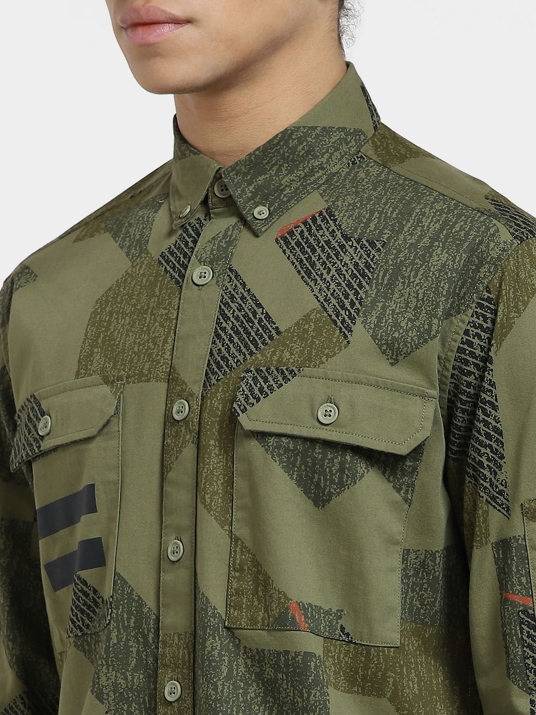 Green Printed Full Sleeves Shirt