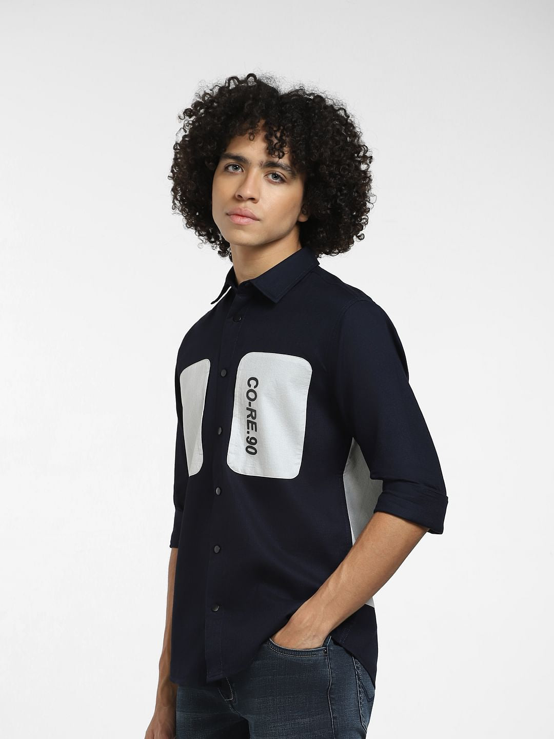 Blue Cut & Sew Full Sleeves Shirt