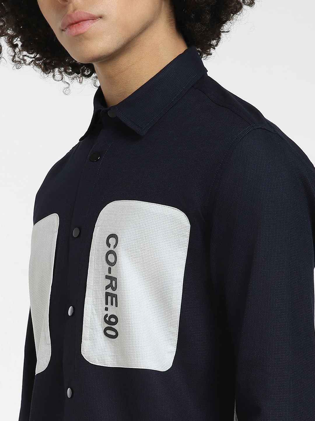 Blue Cut & Sew Full Sleeves Shirt