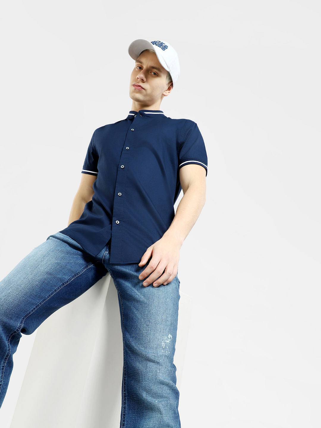 Dark Blue Short Sleeves Shirt