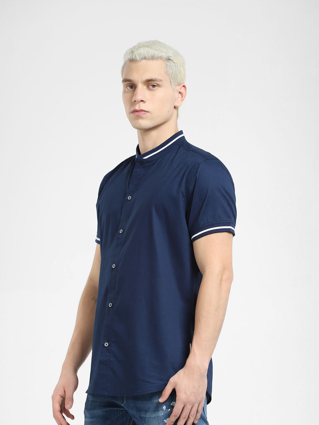 Dark Blue Short Sleeves Shirt