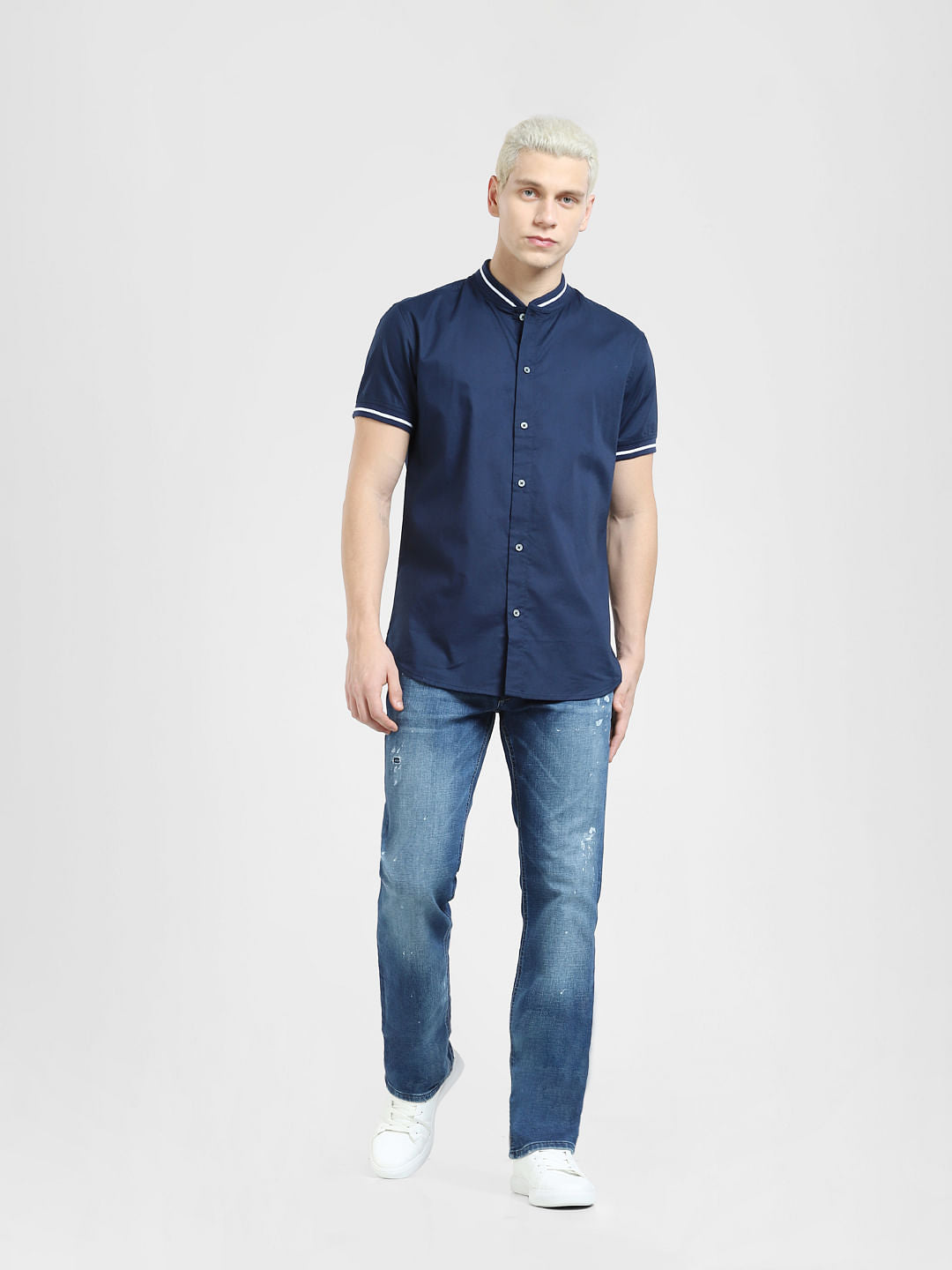 Dark Blue Short Sleeves Shirt