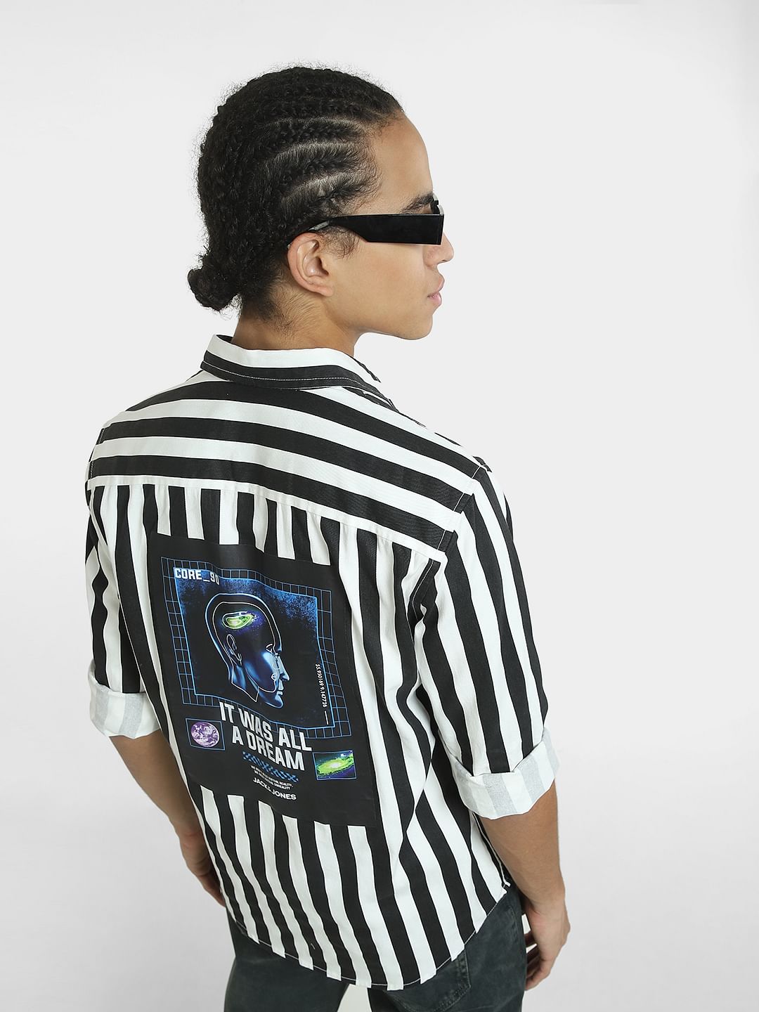 Black Striped Full Sleeves Shirt